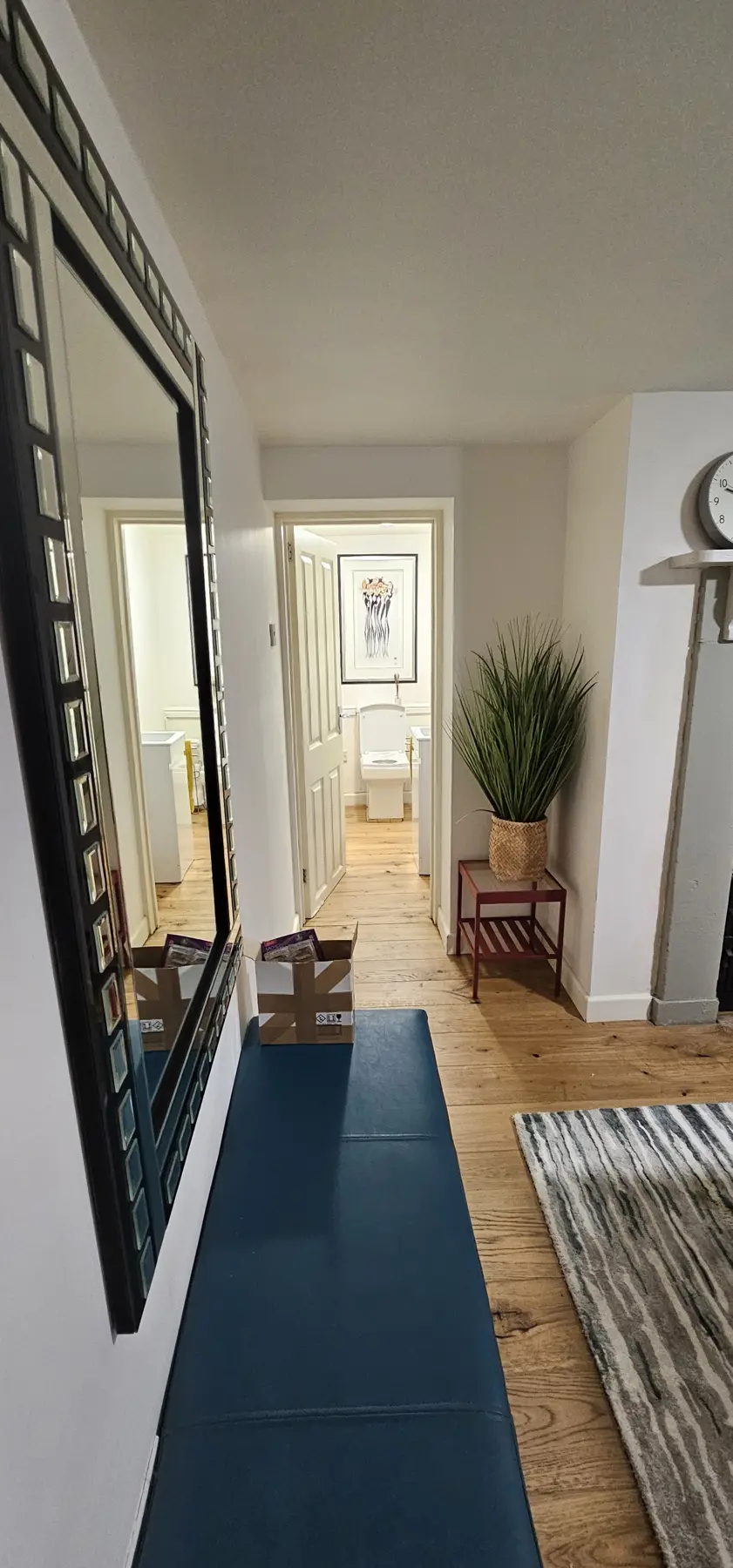 Hallway in the converted basement leading to the WC